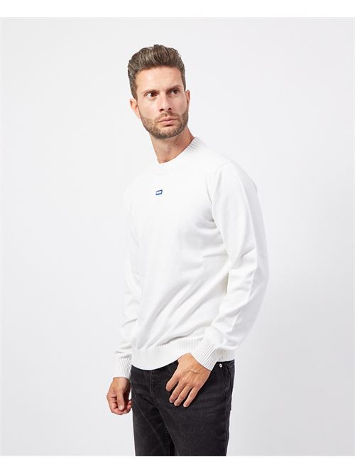 Hugo cotton sweater with blue logo label HUGO | 50514698100